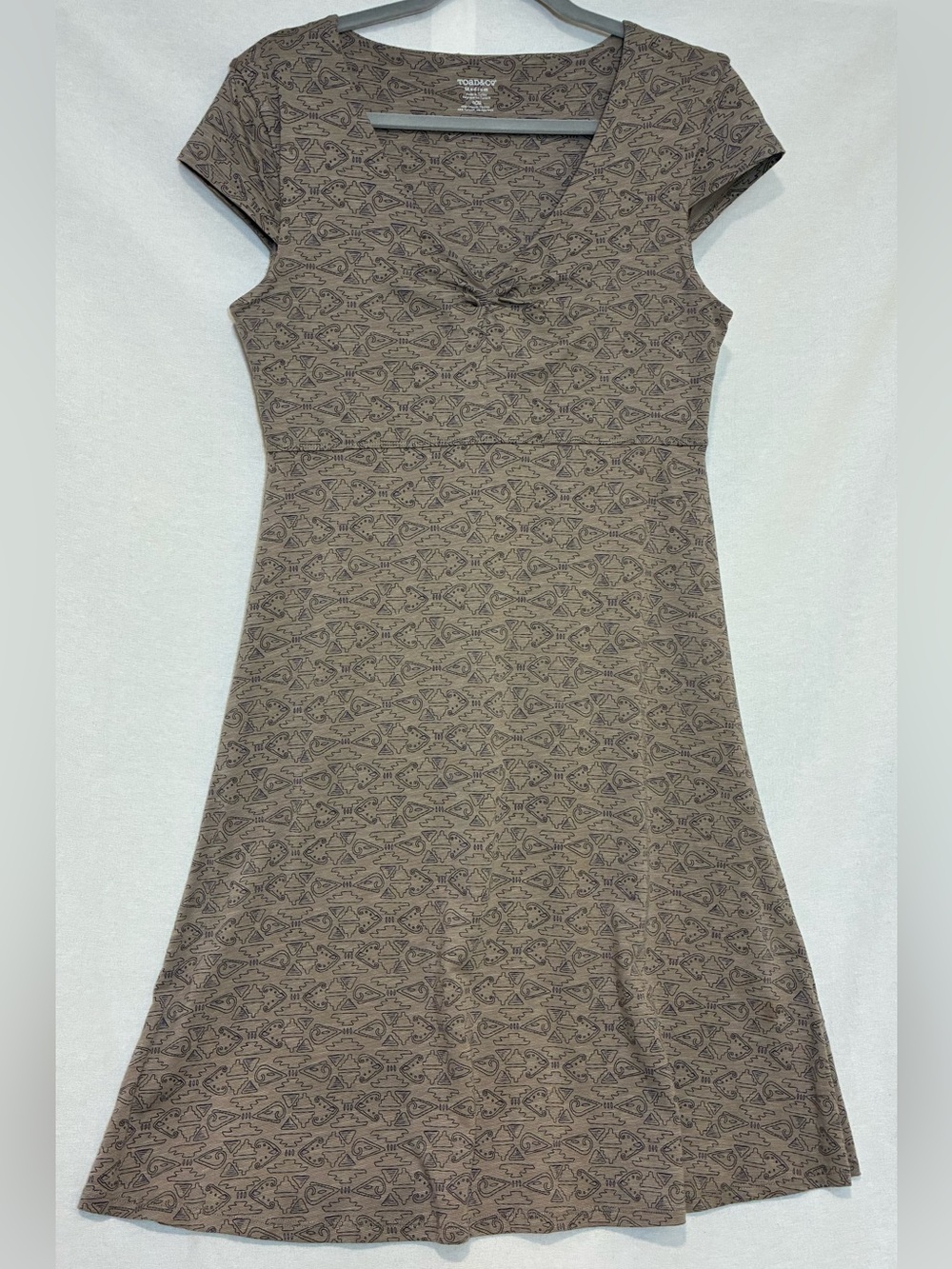 Toad & Co Rosemarie Cocoa Lito Line Print Dress Organic Cotton Size Med Boho